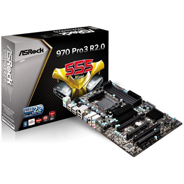 ASROCK Main Board Desktop AMD 970 (SAM3+, DDR3, SATA III,PS/2,USB2.0,USB3.0,Microphone-In,Audio Line-In,Audio Line-Out,LAN) ATX 