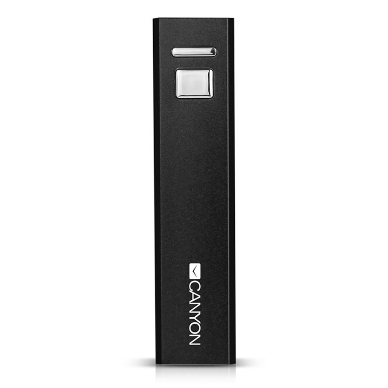 CANYON CNE-CSPB26B Aluminium compact battery charger.  Color: black, Capacity: 2600mAh, Output: DC5V 1A, Input: DC5V 1A Output Charging: 1.5-2 hours, Input Charging: 2-3 hours. Cycle Life: 500 times