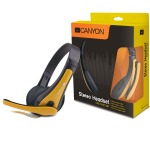 CANYON entry price PC headset, combined 3,5 plug, leather pads, Black-yellow