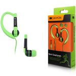 CANYON sport earphones, over-ear fixation, inline microphone, green