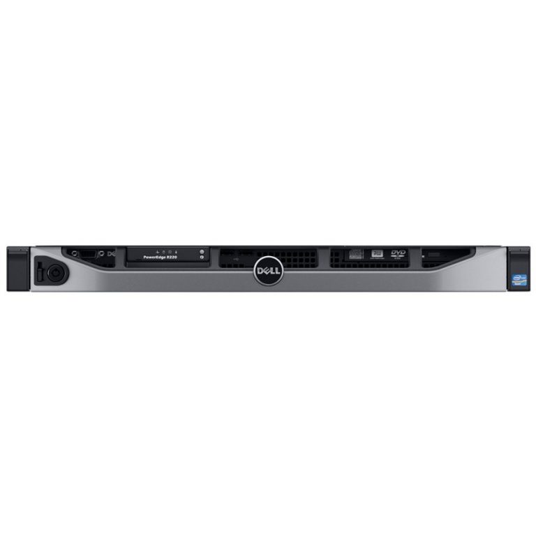 Server Dell PowerEdge R220 – Rack 1U – Intel Xeon E3-1271v3 4C/8T 3.6 GHz, 8GB (1x8GB) DDR3-1600 UDIMM, DVD+/-RW SATA, noHDD (support max. 2 x SAS/SATA 3.5″ cabled), RAID 0/1/5/10 SATA, iDRAC7 Enterprise, Rack Rails, Rack Power Cord 2m, 3Yr NBD