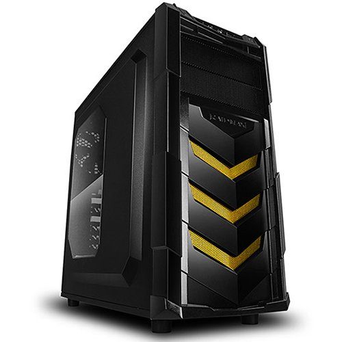 Chassis Vortex_V4 Middle Tower, ATX, 7 slots, 2 X 5.25″, 3 X 3.5″ H.D., 3 X 2.5″ SSD, 1 X USB2.0 / 2 x AUDIO / 1 x USB3.0, PSU Optional,2 X 120mm Front LED fan/opt./, 1 x 120mm Back Black FAN, 1 X 120mm top LED fan /opt./, BLACK /Yellow