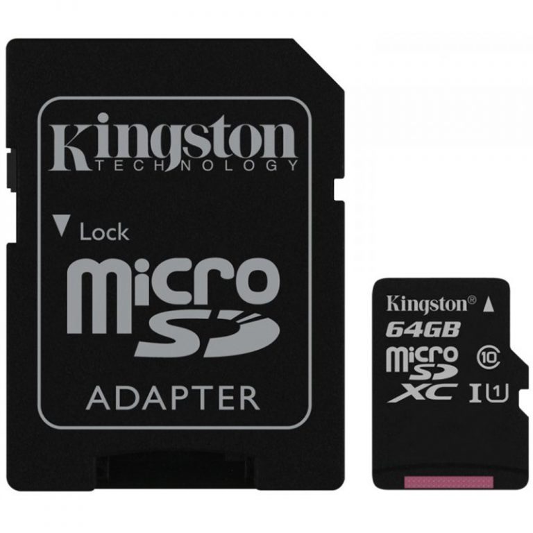 Kingston  64GB microSDXC Class 10 UHS-I 45MB/s Read Card + SD Adapter, EAN: ‘740617246155