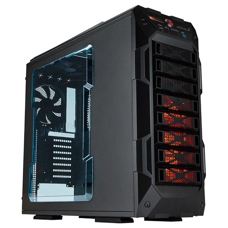 Chassis In Win GR One Full Tower E-ATX(12″x13″) 0.8mm SECC Steel,3.5″x8 or 2.5″x8,3.5″/2.5″ SATA HDD EZ-Swap x1, USB 3.0×2,USB 2.0×2,HD/AC’97 Audio,Fan Speed Controller, Supports up to Total 120mm or 140mm Fan x 10,  Water-Cooling Ready,Black