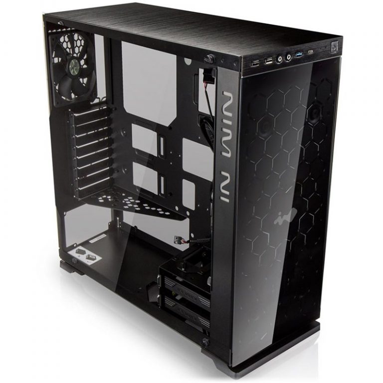 Chassis In Win 805C Mid Tower ATX Aluminum 3mm Tempered Glass, 3.5″/2.5″ x2 2.5″ x4, USB 3.1(TYPE-C) x1, 3.0 x 1,2.0 x2, HD Audio,120/140mm Fan x2, 120mm Fan x1(Included), 120mm Fan x2, Water-Cooling Ready,Black