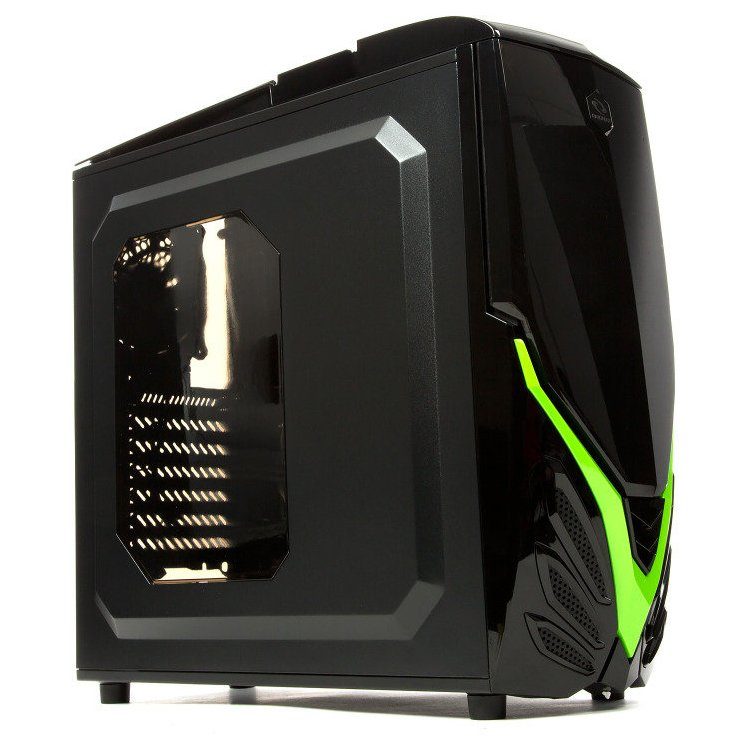 Chassis VIPER II BG Middle Tower, ATX, 7 slots, 3 X 5.25″, 3 X 3.5″ H.D. or 3 X 2.5″ SSD, 2 x HD AUDIO / 1 x USB3.0 / 1 x USB 2.0  PSU Optional, 2 X 120mm front LED fan (optional), 1 x 120mm Black frame with Black leaves fan, Black/ Green