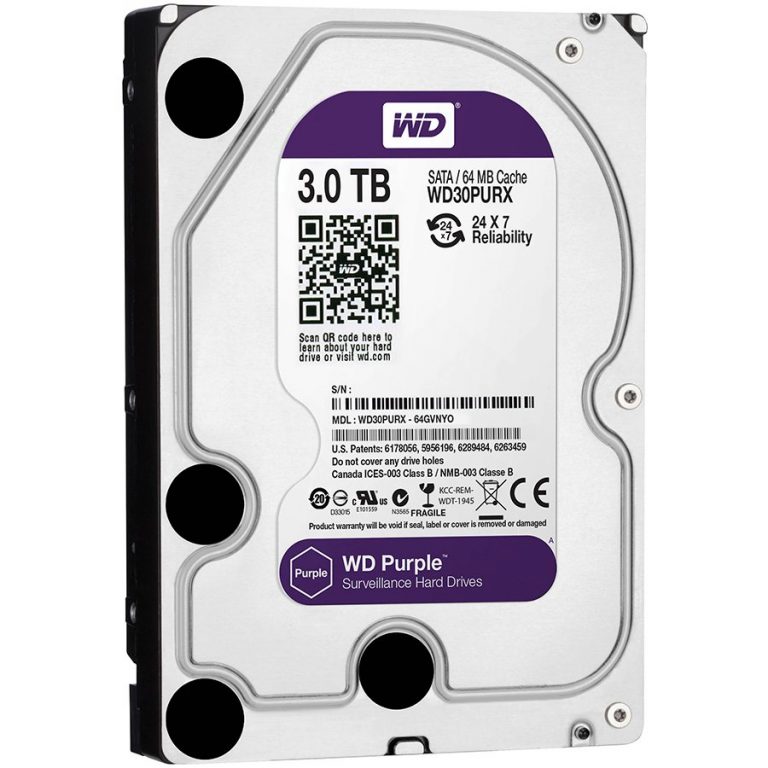 HDD AV WD Purple (3.5”, 3TB, 64MB, RPM IntelliPower, SATA 6 Gb/s)