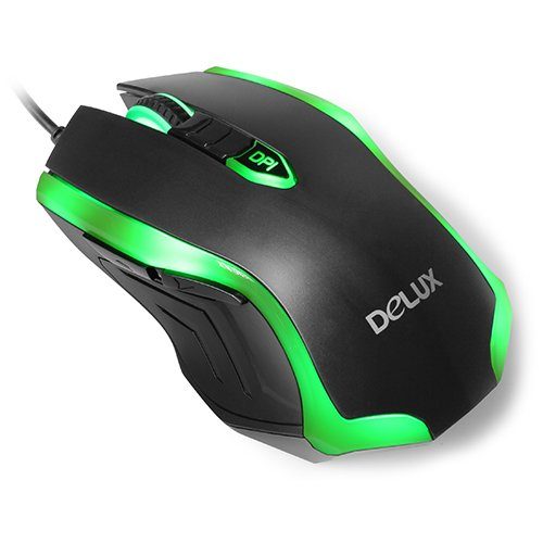 Input Devices – Mouse DELUX DLM-M556BU 5D Gaming 2400 dpi ,USB, Black/Green