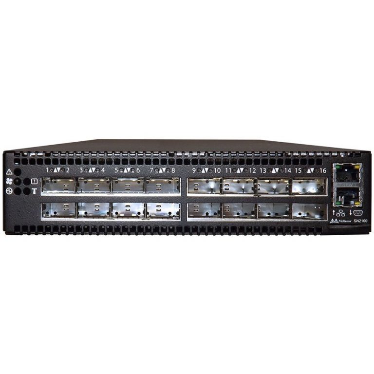 Mellanox Spectrum based 100GbE, 1U Open Ethernet Switch with Cumulus, 16 QSFP28 ports, 2 Power Supplies (AC), short depth, Range