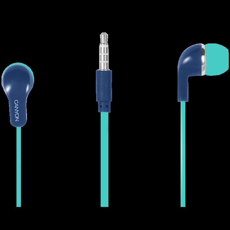 CANYON Stereo Earphones with inline microphone, Green+Blue