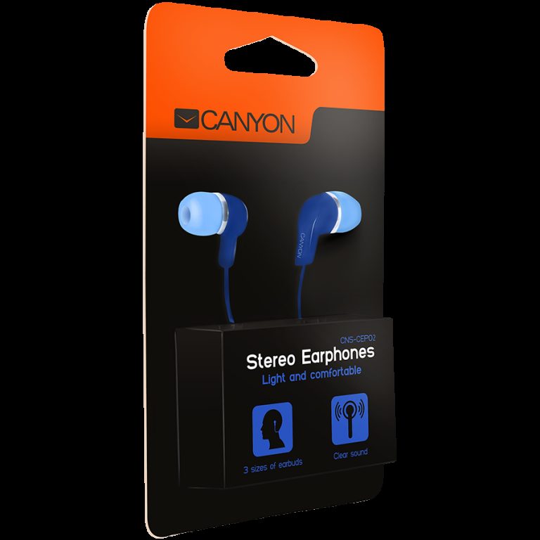 CANYON Stereo Earphones with inline microphone, Blue