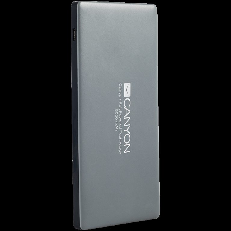 CANYON Power bank 5000mAh (Color: Dark Gray), bulit-in Lithium Polymer Battery