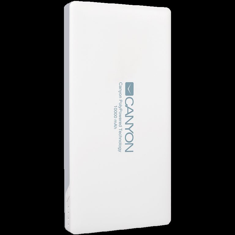 CANYON Power bank 10000mAh (Color: White), bulit in Lithium Polymer Battery