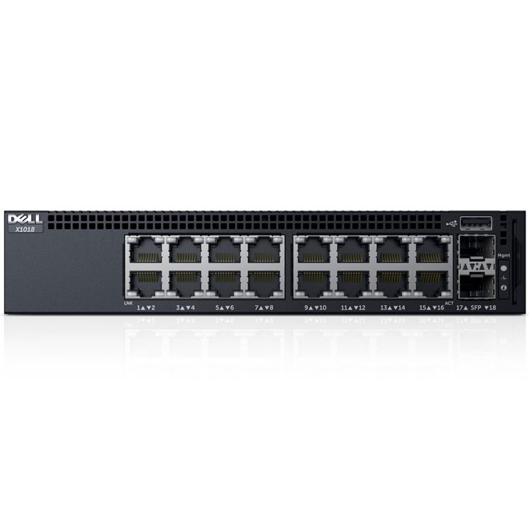 Dell Networking X1018 Smart Web Managed Switch, 16x 1GbE and 2x 1GbE SFP ports