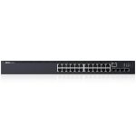 Dell Networking N1524P, PoE+, 24x 1GbE + 4x 10GbE SFP+ fixed ports, Stacking, IO to PSU airflow, AC