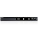 Dell Networking N3024P, L3, POE+, 24x 1GbE, 2xCombo, 2x 10GbE SFP+ fixed ports, Stacking, IO to PSU air, 1x 715w AC PSU