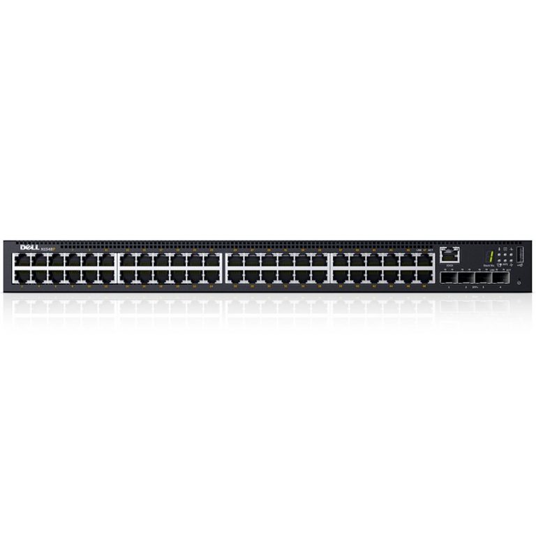 Dell Networking N1548P, PoE+, 48x 1GbE + 4x 10GbE SFP+ fixed ports, Stacking, IO to PSU airflow, AC