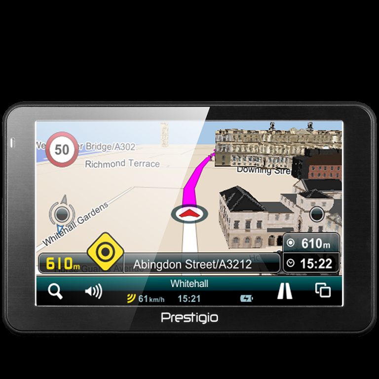 Prestigio GeoVision 5068 (5.0″, TFT, 800х480, Win CE 6.0, CPU MSTAR 2531A 800 MHz, 128 MB RAM, 4 GB internal, FM, 950 mAh, Dark Grey, Plastic, Mireo navigation software, preinstalled maps)