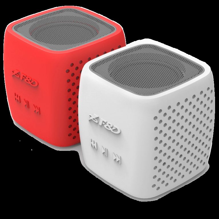 Multimedia Bluetooth Speakers F&D W4 – Power output 3W, 1.5″ inch driver and passive radiator, Bluetooth 4.0, 360 degree sound field, changable colorful cover, (micro SD card, 3.5mm Aux input, Li-ion battery 1000mA, Red/White