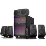 Multimedia Bluetooth Speakers F5060X Bluetooth 4.0, (5.1 Channel Surround, 5Wx5+60W (RMS), 160Hz~20KHz, Subwoofer: 25Hz~85Hz, USB/SD card reader, FM, remote control, Wooden, Black)