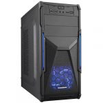 Chassis CON02A-C/USB3.0, ATX/ MICRO ATX, 7 slots, 2 X 5.25″, 2 X 3.5″ H.D., 2 X 2.5″ SSD, 3XUSB2.0+AV+1XUSB3.0 / 2 x AUDIO /, PSU 550W 12 sm, 20+4pin, 2 x IDE, 3 x SATA, 405*175*405mm, Black/Blue