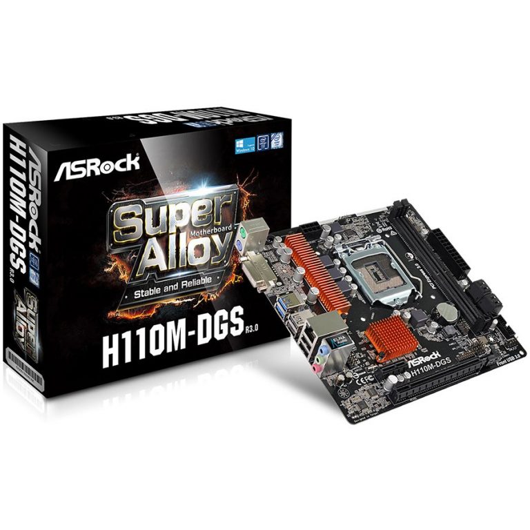 ASROCK Main Board Desktop H110 (S1151, 2xDDR4,1xPCI E 3.0 x16,1xPCI E 2.0×1, SATA III ,GLAN,DVD-D, USB3.0)micro ATX retail