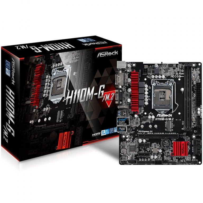 ASROCK H110 (S1151, 2xDDR4,1xPCI E 3.0 x16,1xPCI E 2.0×1, SATA III ,GLAN, HDMI / DVD-D/ D-Sub, USB3.0, Header (LPT, Com) ) mATX retail