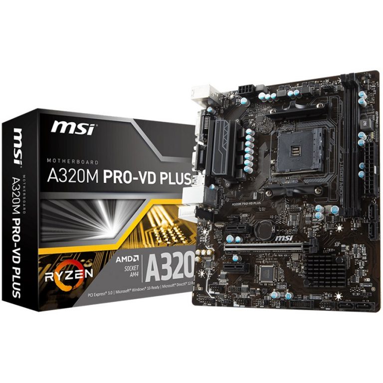 MSI A320M PRO-VD PLUS AM4 AMD A320 SATA 6Gb/s USB 3.1 Micro ATX AMD Motherboard