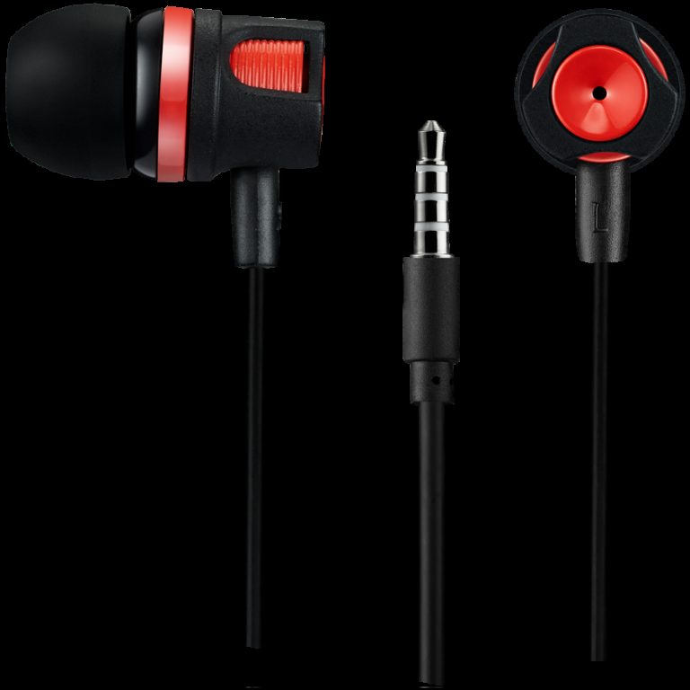 CANYON Stereo earphones with microphone, 1.2M, red