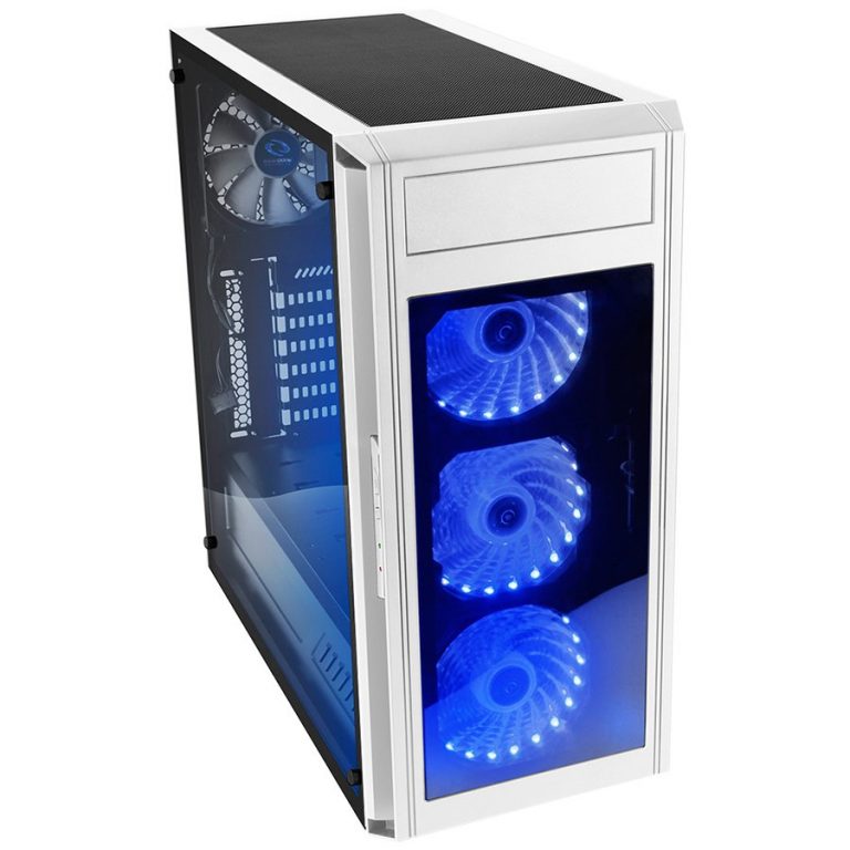 Chassis ALPHA PRIME A15 TTW Tower, ATX, 7 slots, 1 x 5.25″, 2 X 3.5″ H.D.,2 X 2.5″ H.D, 2 x AUDIO / 2 x USB3.0, PSU Optional,3 X 120mm RGB LED fan, 1 x 1200mm black fan, White