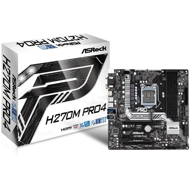 ASROCK Main Board Desktop H270 (S1151, 4xDDR4,2xPCI E x16,2xPCI Ex1 , 6xSATA III ,GLAN,VGA,DVI,HDMI, USB3.1,USB3.0) mATX retail