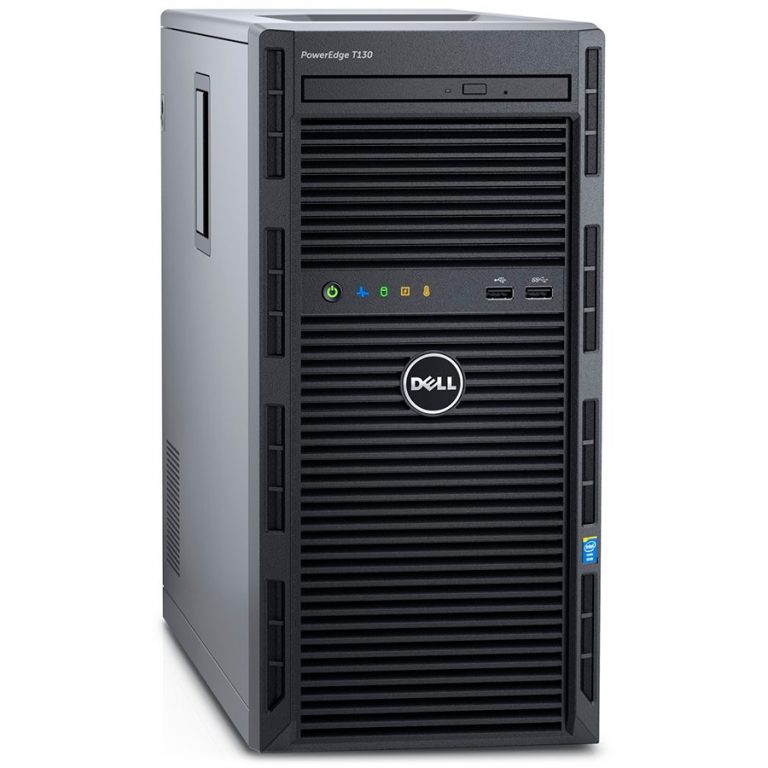 PowerEdge T130 Server,Chassis 4×3.5 Cabled HDD,Xeon E3-1230v6 3.5GHz 8M cache 4C/8T,8GB UDIMM 2400MT/s,iDRAC8 Basic,2TB 7.2K RPM SATA 6Gbps,PERC H330 Integrated RAID,DVD+/-RW SATA,EU Power Cord 220V,3Y NBD