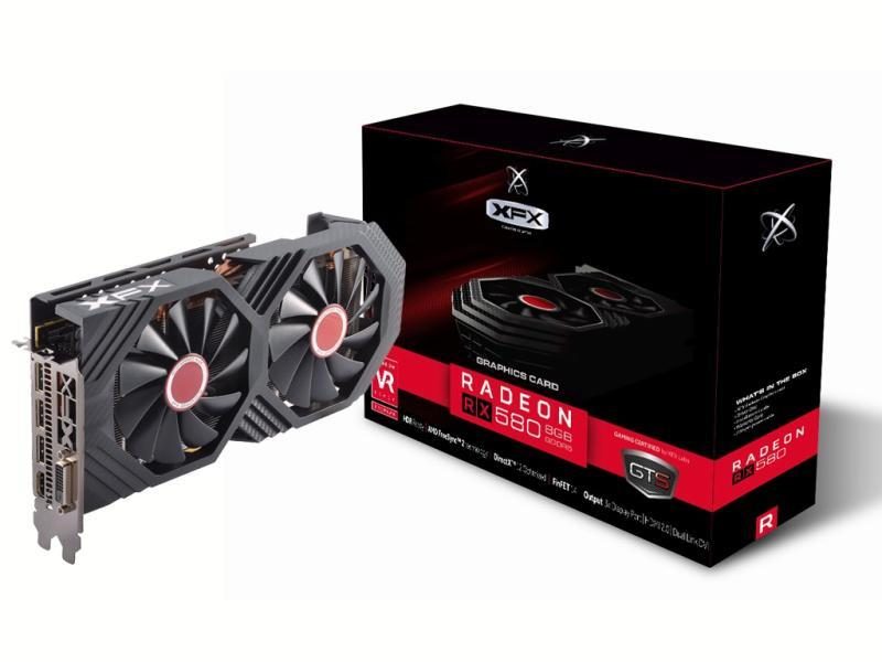 XFX Video Card AMD Radeon RX 580 GTS 8GB XXX Ed. OC 1366 Mhz GDDR5 8GB/256bit Dynamic 22 Blade fan  3X DP HDMI DVI