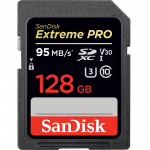 Памет SanDisk Extreme Pro SDXC 128GB – 95MB/s V30 UHS-I U3, read-write: up to 95 MB/s, 90 MB/s