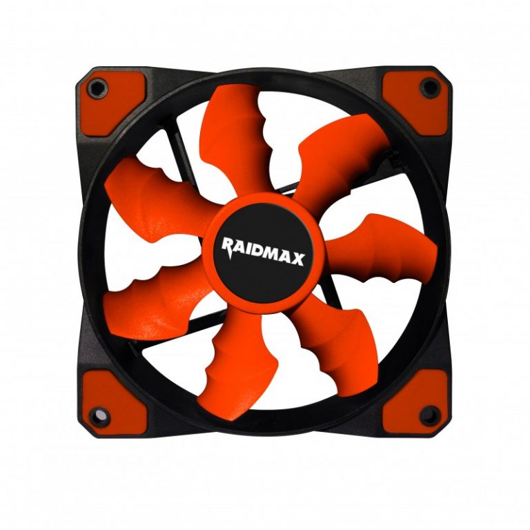 RAIDMAX RF-120XO FAN 120x120x25mm, 3pin/4pin,Bearing Type: Rifle Bearing (Hydro-Dtnamic-Bearing), Black/Orange