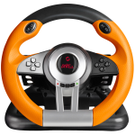 Speedlink DRIFT O.Z. Racing Wheel PC,pedals for gas and brakes, force-vibration effects, maximum precision digital D-pad plus 12 fire buttons,huge 180° steering lock, USB connector,Cable: 2m, black-orange