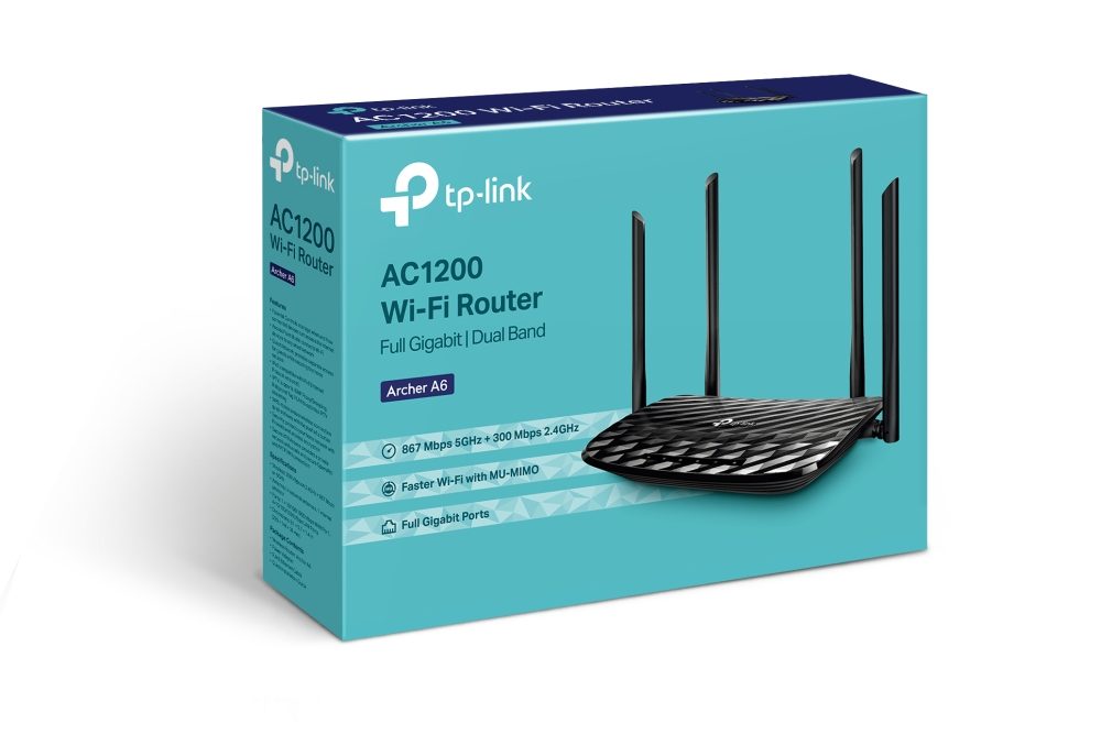 2-лентов безжичен рутер TP-Link Archer A6 MU-MIMO AC1200