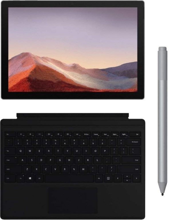 MICROSOFT Surface Pro7 2-in-1 Laptop/12.3″ Touch PixelSense™Display (2736×1824)/ Intel Core i5-1035G4 (6MB Cache, up to 3.70 GHz)/8GB LPDDR4x RAM/256GB SSD/Intel Iris Plus Graphics /5.0MP Front-facing cam.1080p FHD Windows Hello face authentication/8.0MP Rear-facing AF cam.1080p HD & 4k /802.11ac+BT 5.0/ Windows 10 Home (Microsoft Office 365 30-day trial)/ Black